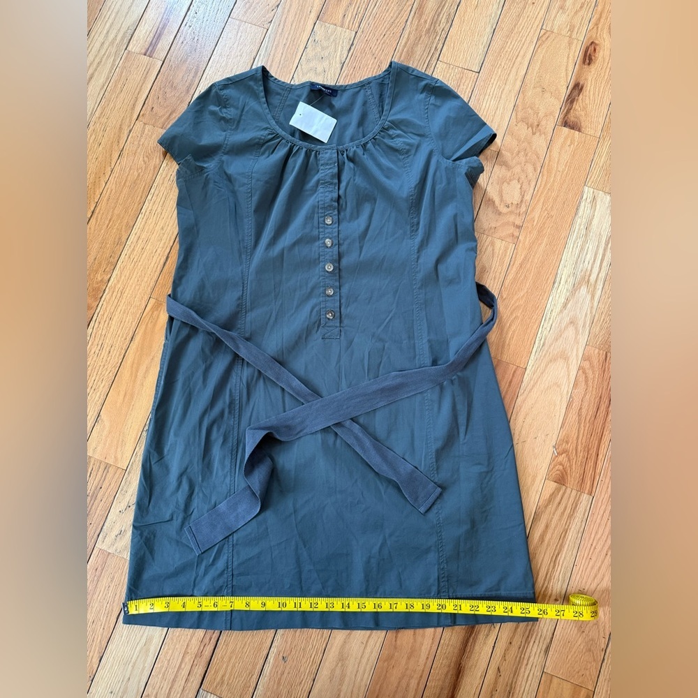 Lands’ End Cotton Blend Belted Midi Dress Grayish Green Women’s Size 18 NWOT - Picture 5 of 12